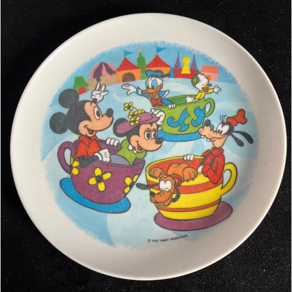 Vintage Walt Disney Productions Mickey Mouse 7 1/4" Plate Melamine